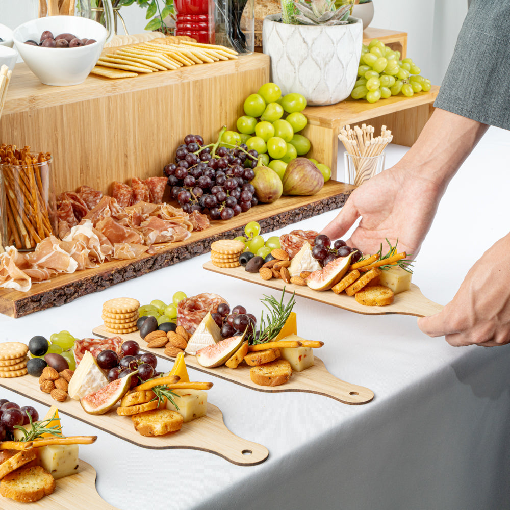 Nature Tek Bamboo Disposable Cheese / Charcuterie Board - 11 3/4" x 3 1/2" - 20 count box