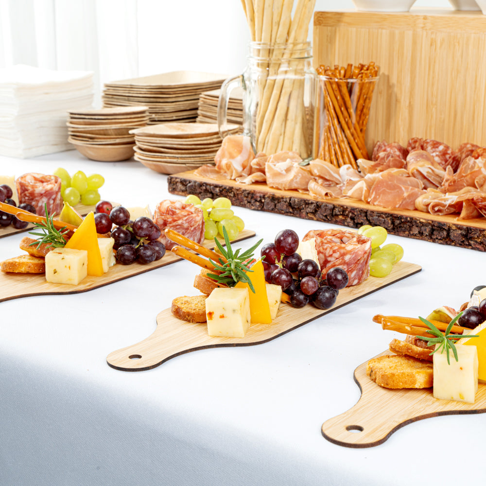 Nature Tek Bamboo Disposable Cheese / Charcuterie Board - 11 3/4" x 3 1/2" - 20 count box