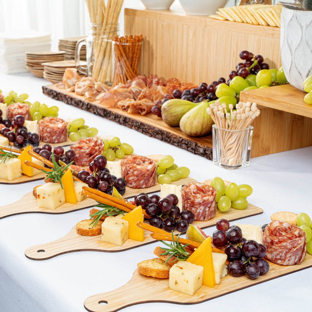 Nature Tek Bamboo Disposable Cheese / Charcuterie Board - 11 3/4" x 3 1/2" - 20 count box