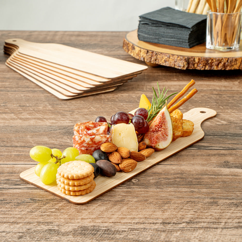 Nature Tek Bamboo Disposable Cheese / Charcuterie Board - 11 3/4" x 3 1/2" - 20 count box