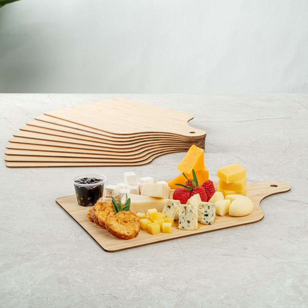 Nature Tek Bamboo Disposable Cheese / Charcuterie Board - 11 3/4" x 7" - 2 count box
