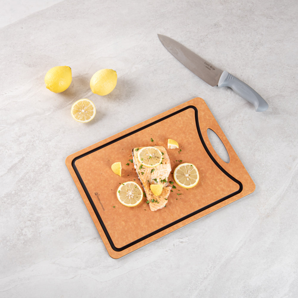 Nature Tek Wood Gourmet Cutting Board - with Juice Groove, Handle - 14 1/2" x 10 3/4" - 1 count box