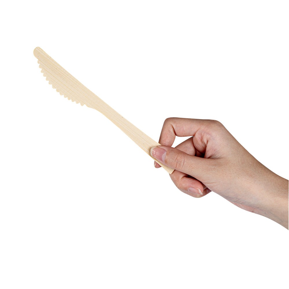 Bambuddha Natural Bamboo Disposable Knife - with Kraft Paper Pouch - 7" x 3/4" - 100 count box
