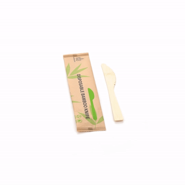Bambuddha Natural Bamboo Disposable Knife - with Kraft Paper Pouch - 7" x 3/4" - 100 count box