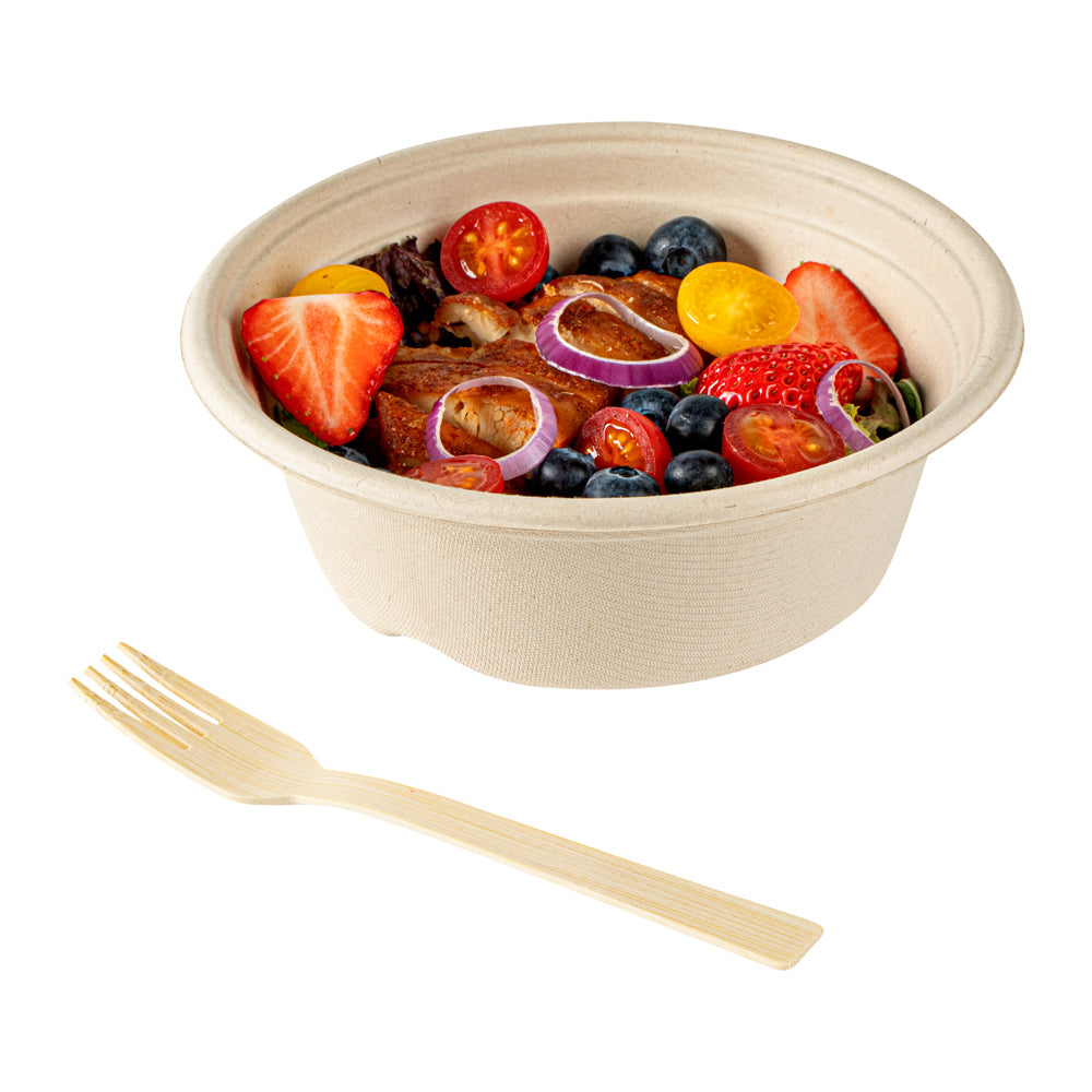 Bambuddha Natural Bamboo Disposable Fork - with Kraft Paper Pouch - 7" x 1" - 100 count box
