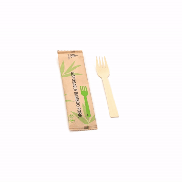 Bambuddha Natural Bamboo Disposable Fork - with Kraft Paper Pouch - 7" x 1" - 100 count box