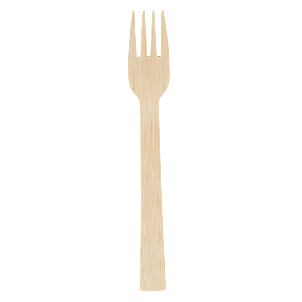 Bambuddha Natural Bamboo Disposable Fork - with Kraft Paper Pouch - 7" x 1" - 1000 count box