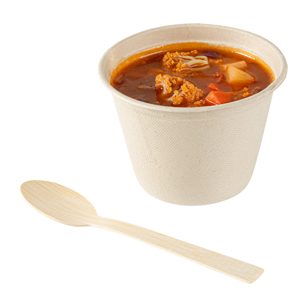 Bambuddha Natural Bamboo Disposable Spoon - with Kraft Paper Pouch - 7" x 1 1/4" - 100 count box