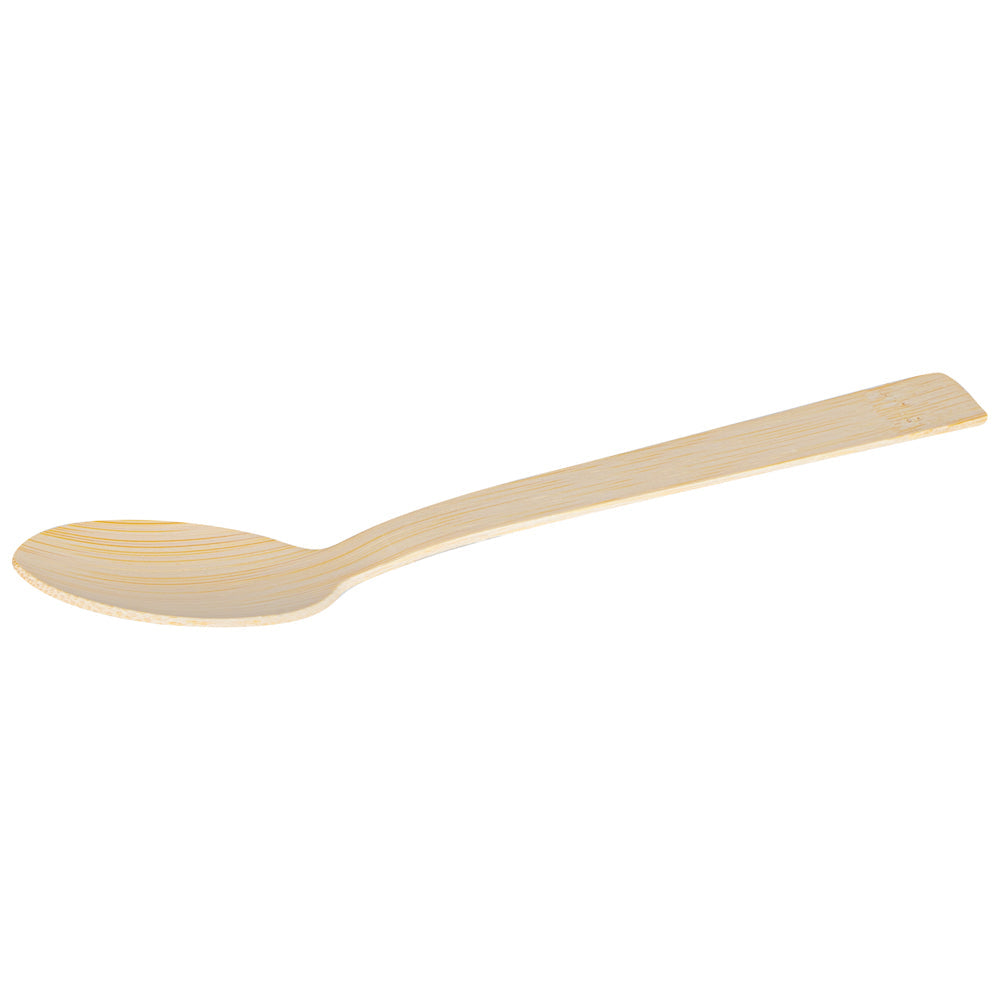 Bambuddha Natural Bamboo Disposable Spoon - with Kraft Paper Pouch - 7" x 1 1/4" - 100 count box
