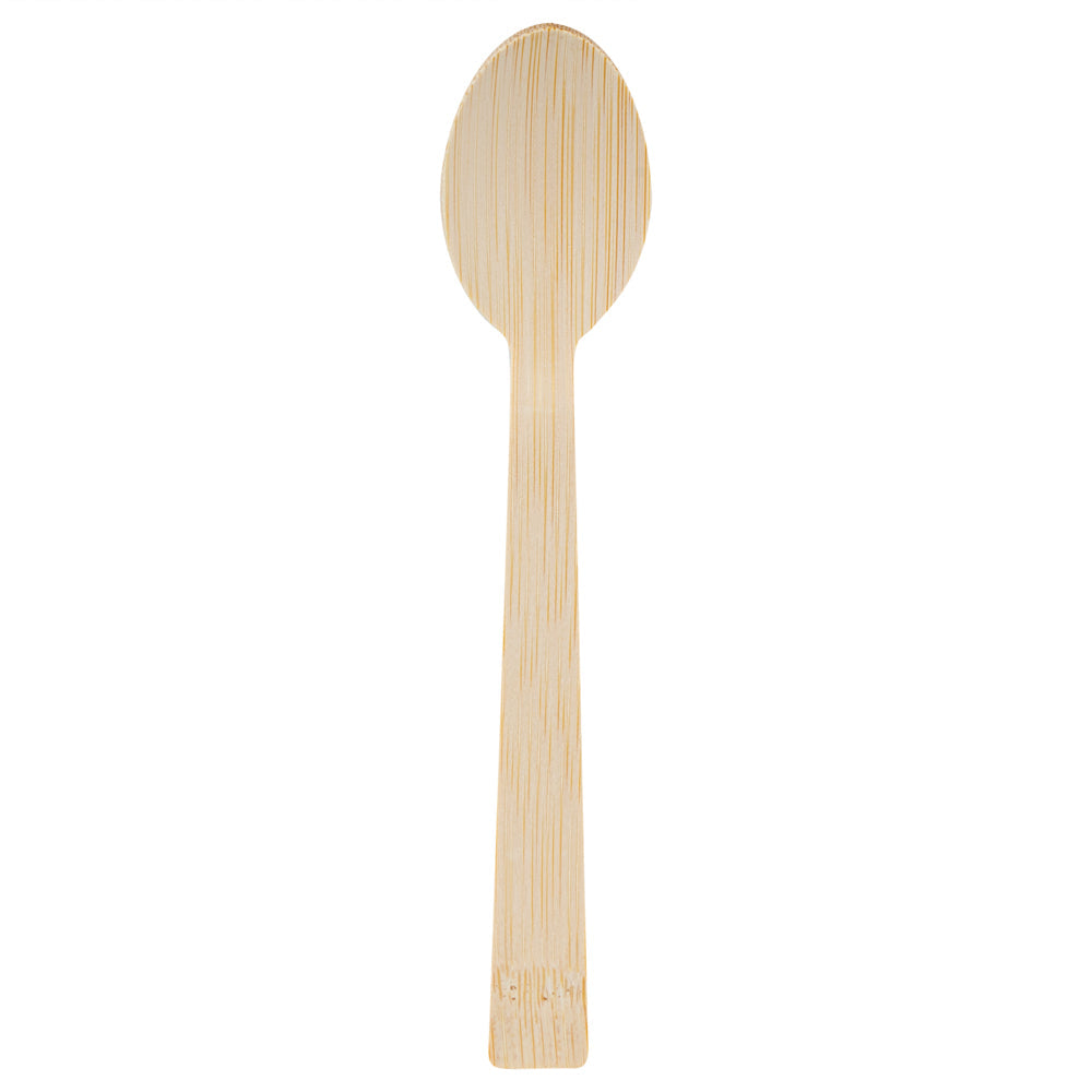 Bambuddha Natural Bamboo Disposable Spoon - with Kraft Paper Pouch - 7" x 1 1/4" - 100 count box