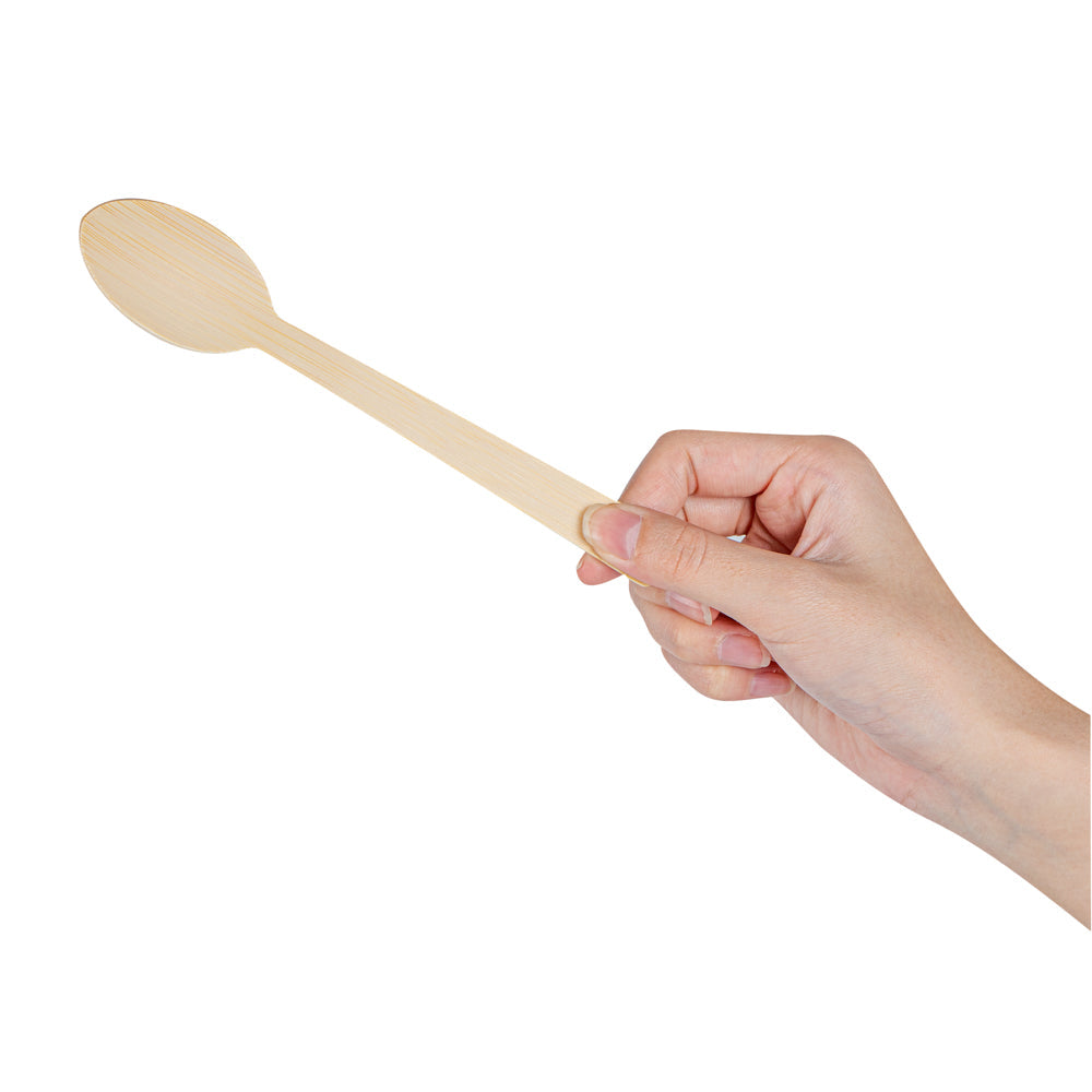 Bambuddha Natural Bamboo Disposable Spoon - with Kraft Paper Pouch - 7" x 1 1/4" - 1000 count box