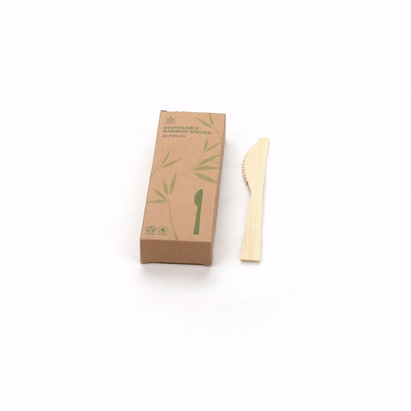 Bambuddha Natural Bamboo Disposable Knife - Retail Pack - 7" x 3/4" - 24 count box