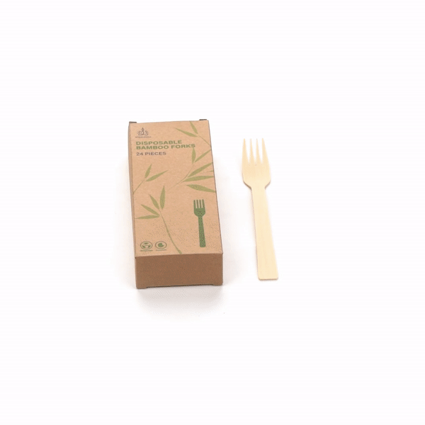 Bambuddha Natural Bamboo Disposable Fork - Retail Pack - 7" x 1" - 24 count box