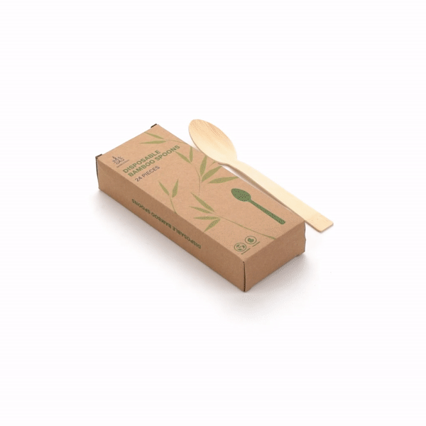 Bambuddha Natural Bamboo Disposable Spoon - Retail Pack - 7" x 1 1/4" - 24 count box