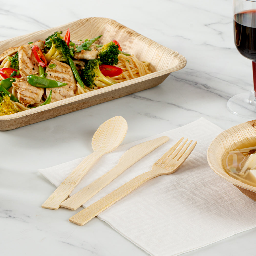 Bambuddha Natural Bamboo Disposable Cutlery Set - Retail Pack - 7" - 24 count box