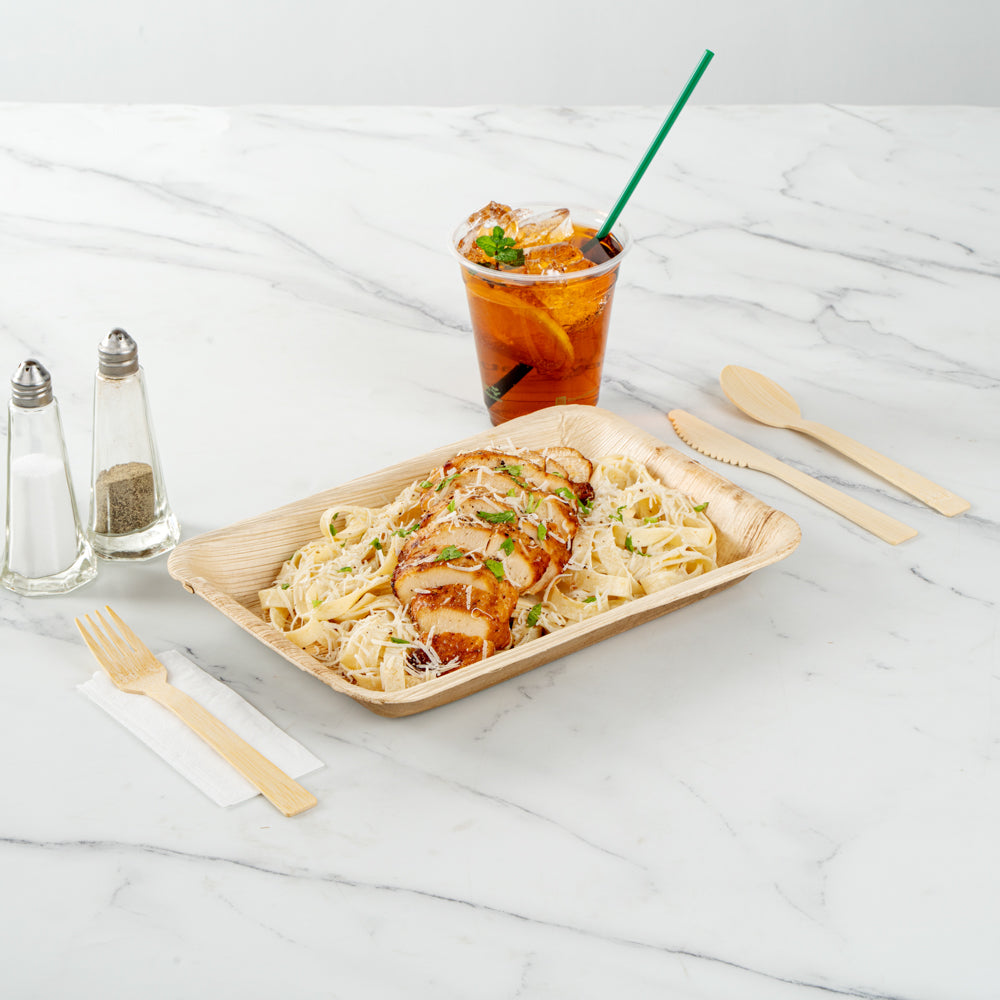Bambuddha Natural Bamboo Disposable Cutlery Set - with White Napkin and Kraft Paper Pouch - 7" - 500 count box