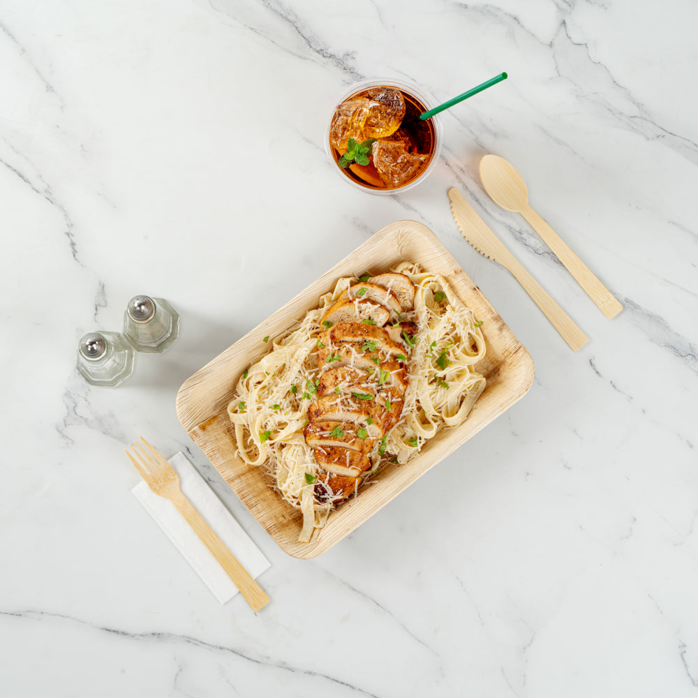 Bambuddha Natural Bamboo Disposable Cutlery Set - with White Napkin and Kraft Paper Pouch - 7" - 500 count box