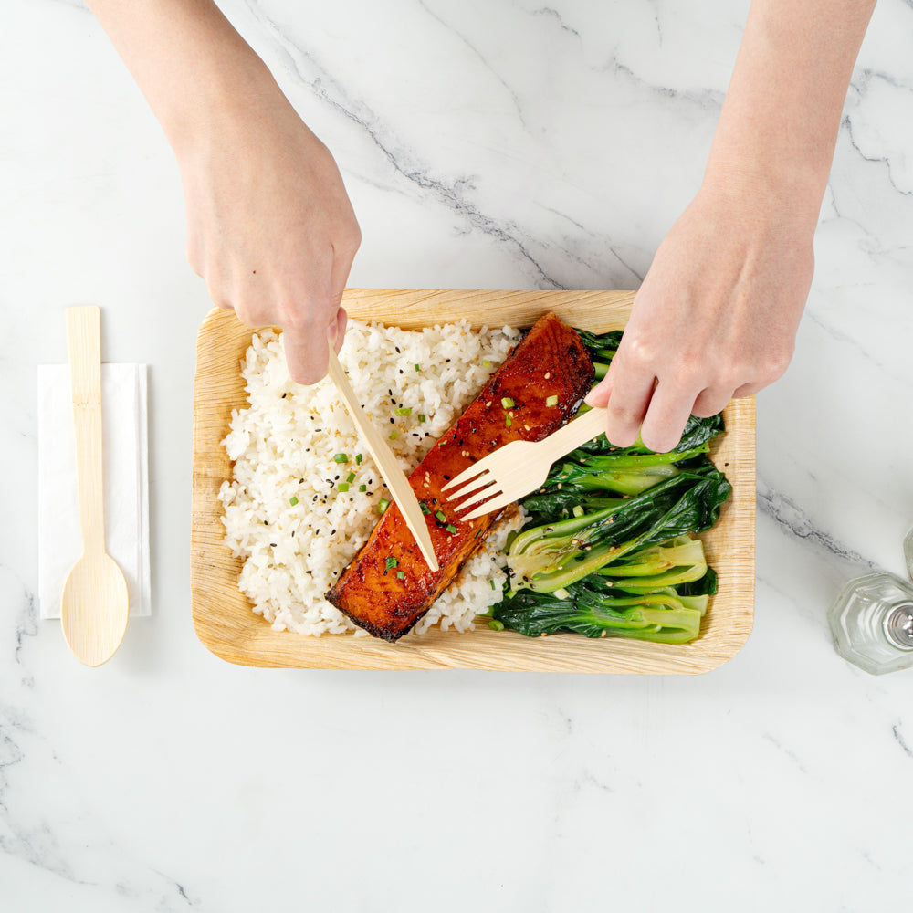 Bambuddha Natural Bamboo Disposable Cutlery Set - with Kraft Paper Pouch - 7" - 50 count box