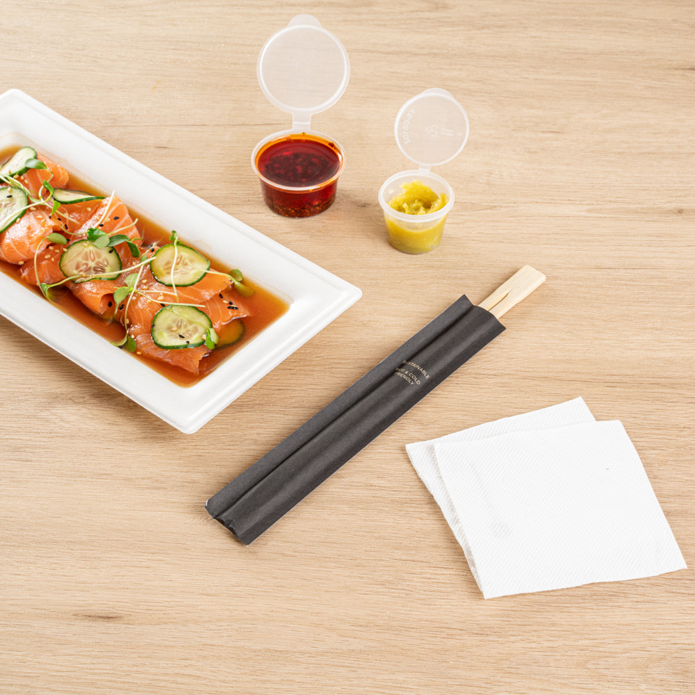 Bambuddha Natural Bamboo Twin Chopsticks - with Paper Sleeve - 9" - 100 count box
