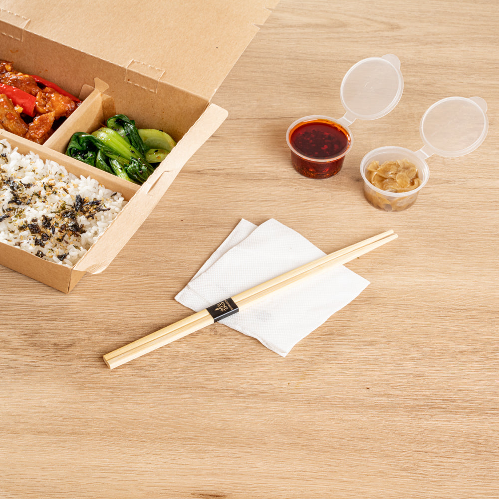 Bambuddha Square Natural Bamboo Modern Chopsticks - with Paper Band - 9 1/2" - 100 count box