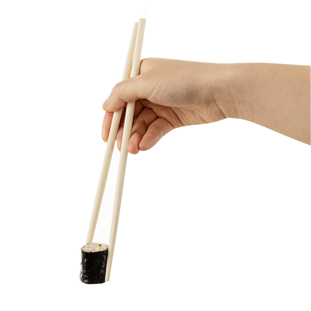 Bambuddha Round Square Natural Bamboo Modern Chopsticks - with Paper Band - 9 1/2" - 1000 count box