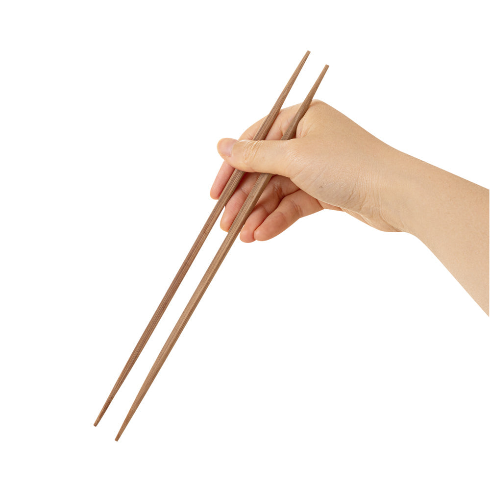 Bambuddha Brown Bamboo Contour Chopsticks - with Paper Band - 10 1/4" - 100 count box