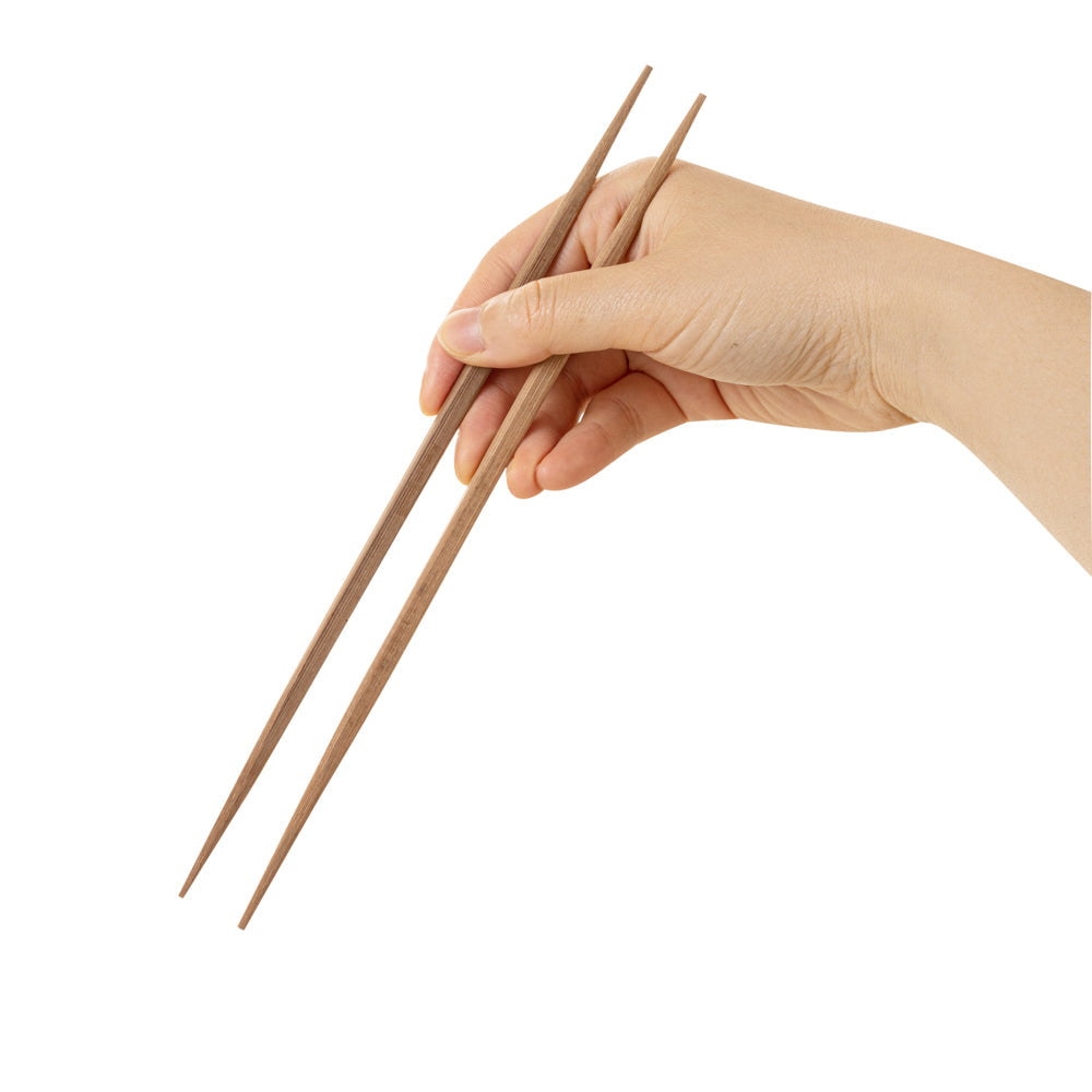 Bambuddha Brown Bamboo Contour Chopsticks - with Paper Band - 9 1/2" - 1000 count box