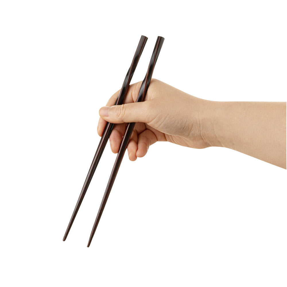 Bambuddha Dark Brown Bamboo Twisted Chopsticks - 9" - 10 count box