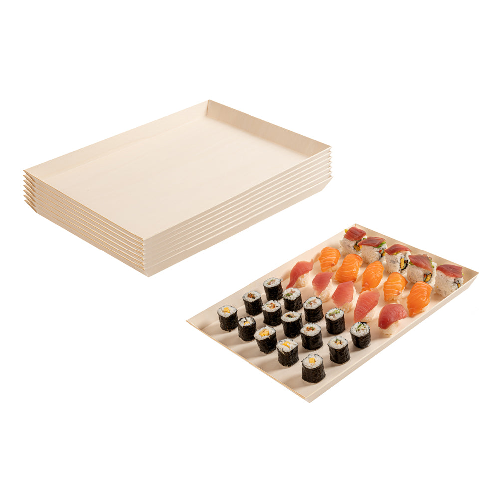 Taipei Rectangle Poplar Plate - 15 1/4" x 10 3/4" x 1" - 25 count box