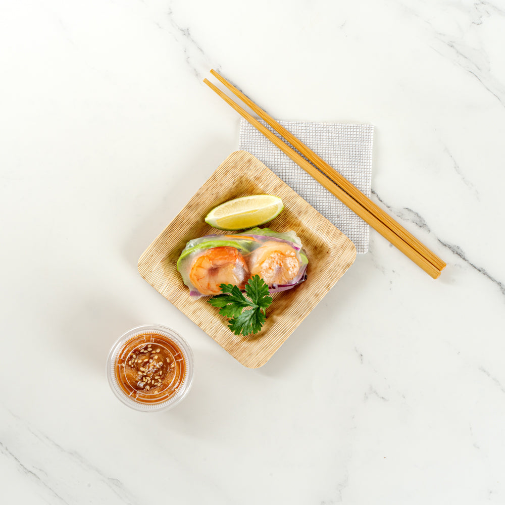 Bambuddha Square Natural Bamboo Plate - 4 3/4" x 4 3/4" x 1/2" - 100 count box
