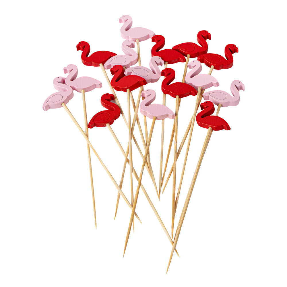 Pixy Red and Pink Bamboo Flamingo Pick - 4 3/4" - 100 count box