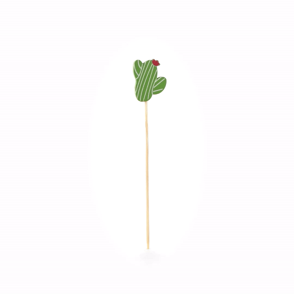 Pixy Green Bamboo Cactus with Flower Pick - 4 3/4" - 1000 count box