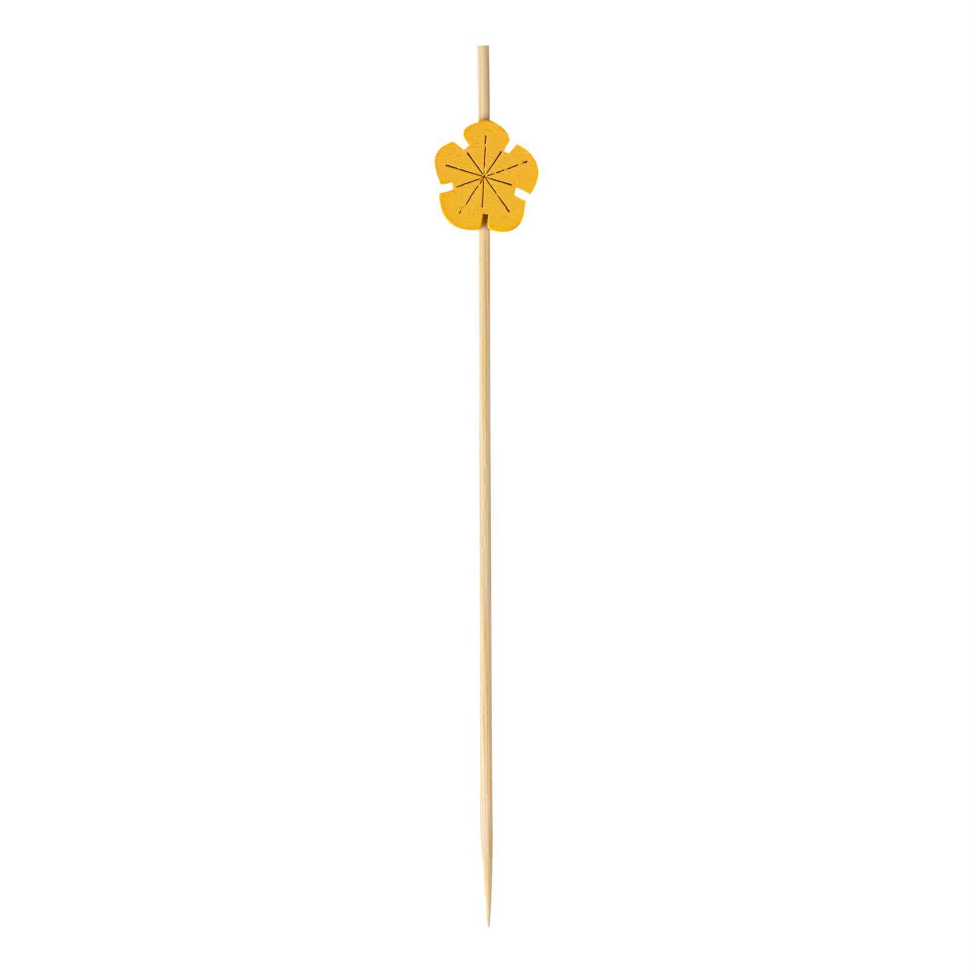 Pixy Yellow Bamboo Flower Pick - 4 3/4" - 100 count box