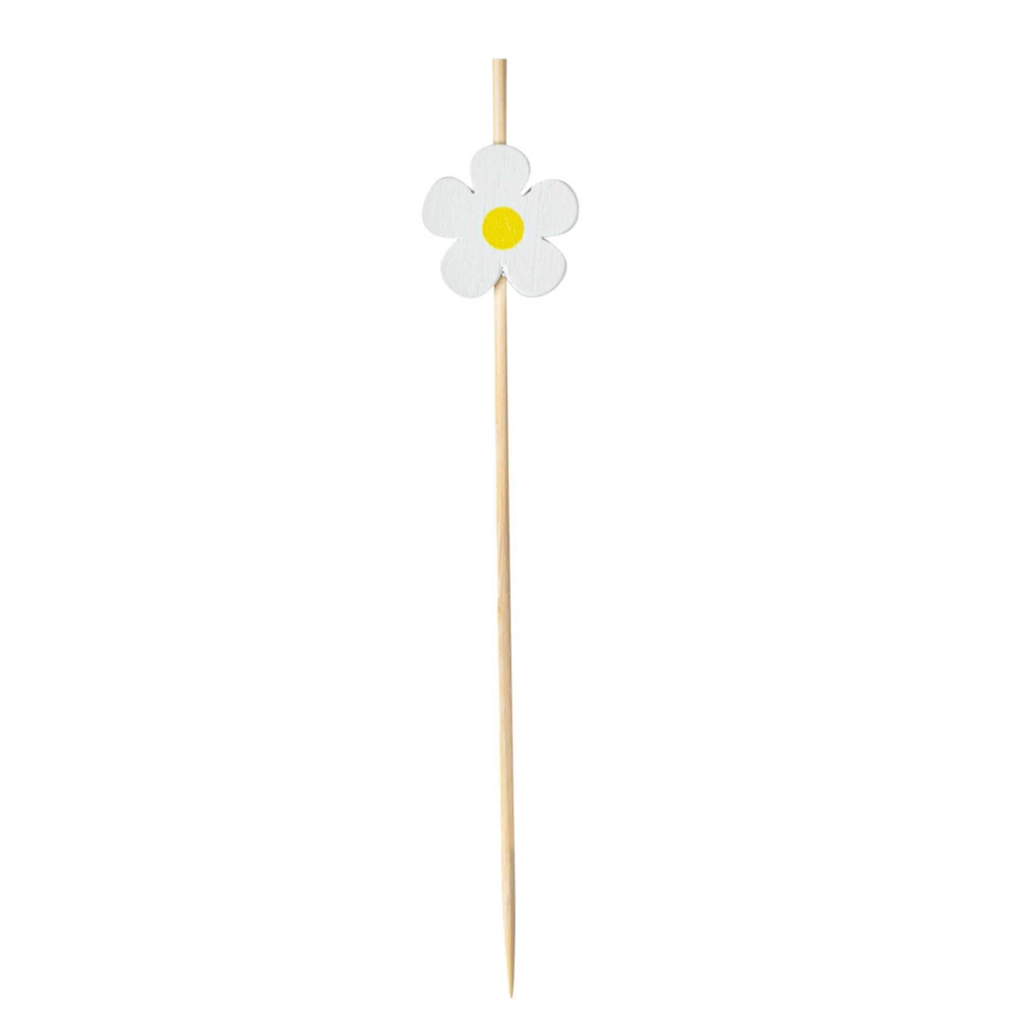 Pixy White Bamboo Daisy Pick - 4 3/4" - 100 count box