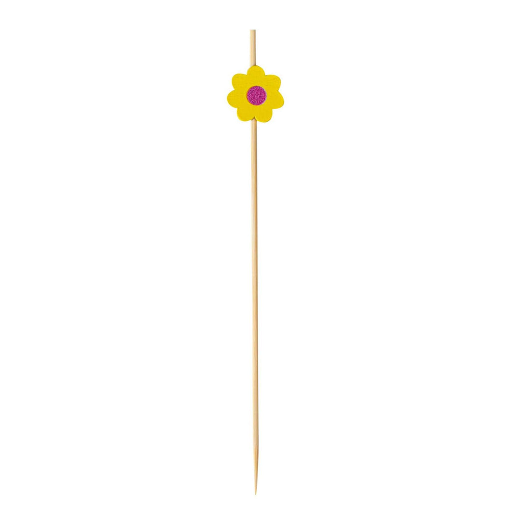 Pixy Yellow Bamboo Sunflower Pick - 4 3/4" - 100 count box