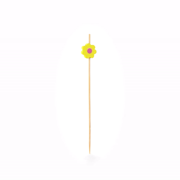 Pixy Yellow Bamboo Sunflower Pick - 4 3/4" - 100 count box