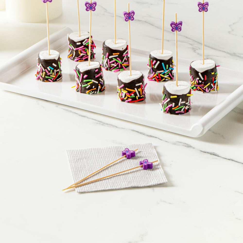 Pixy Purple Bamboo Butterfly Pick - 4 3/4" - 100 count box
