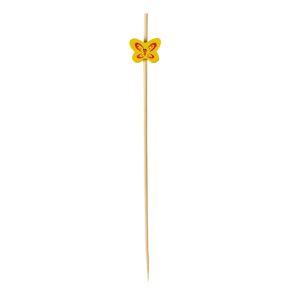Pixy Yellow Bamboo Butterfly Pick - 4 3/4" - 100 count box