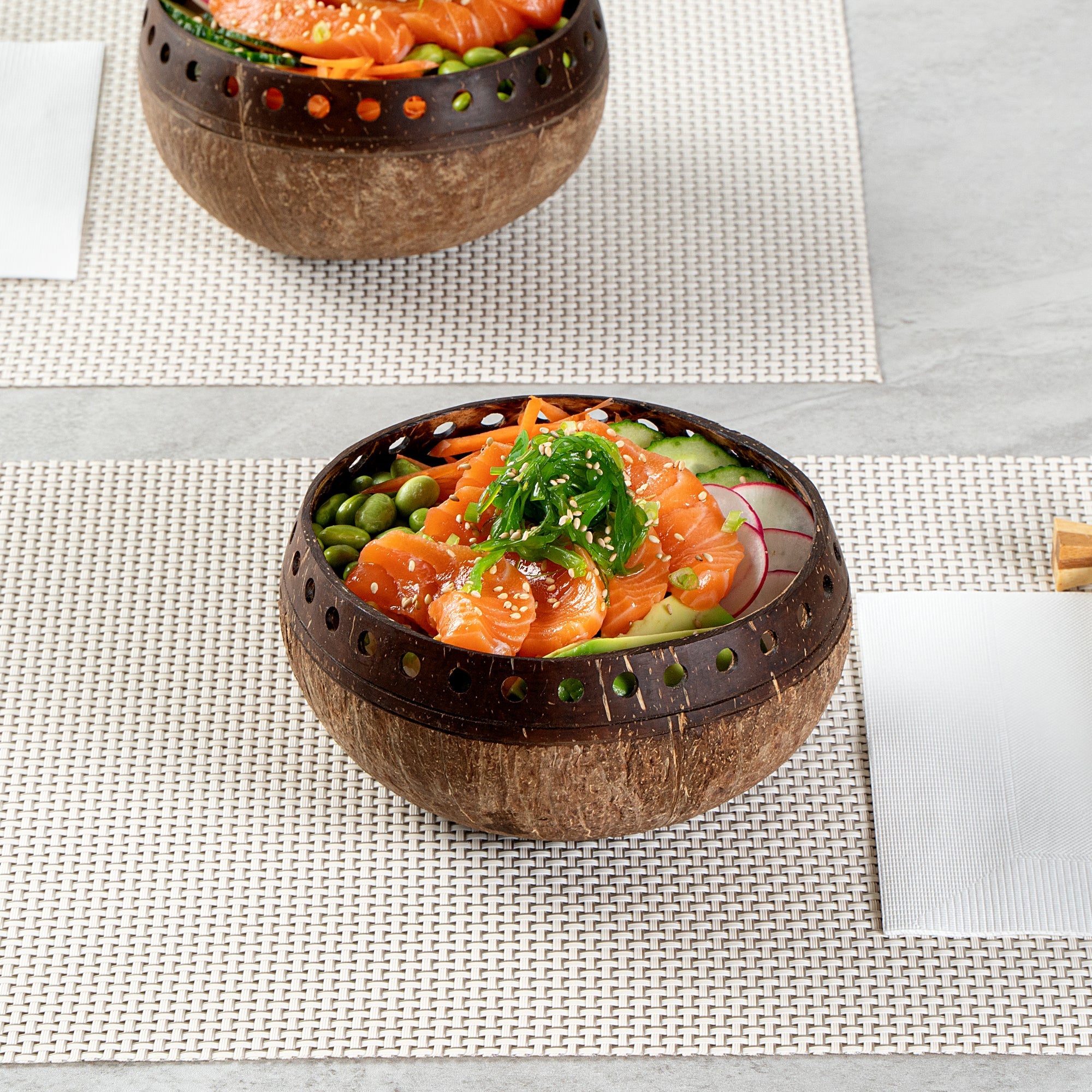 Coco Casa 21 oz Handmade Punchout Coconut Bowl - 10 count box