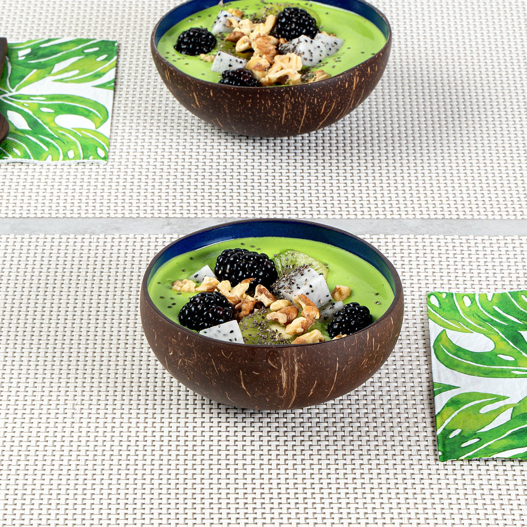 Coco Casa 16 oz Metallic Blue Handmade Coconut Bowl - 1 count box