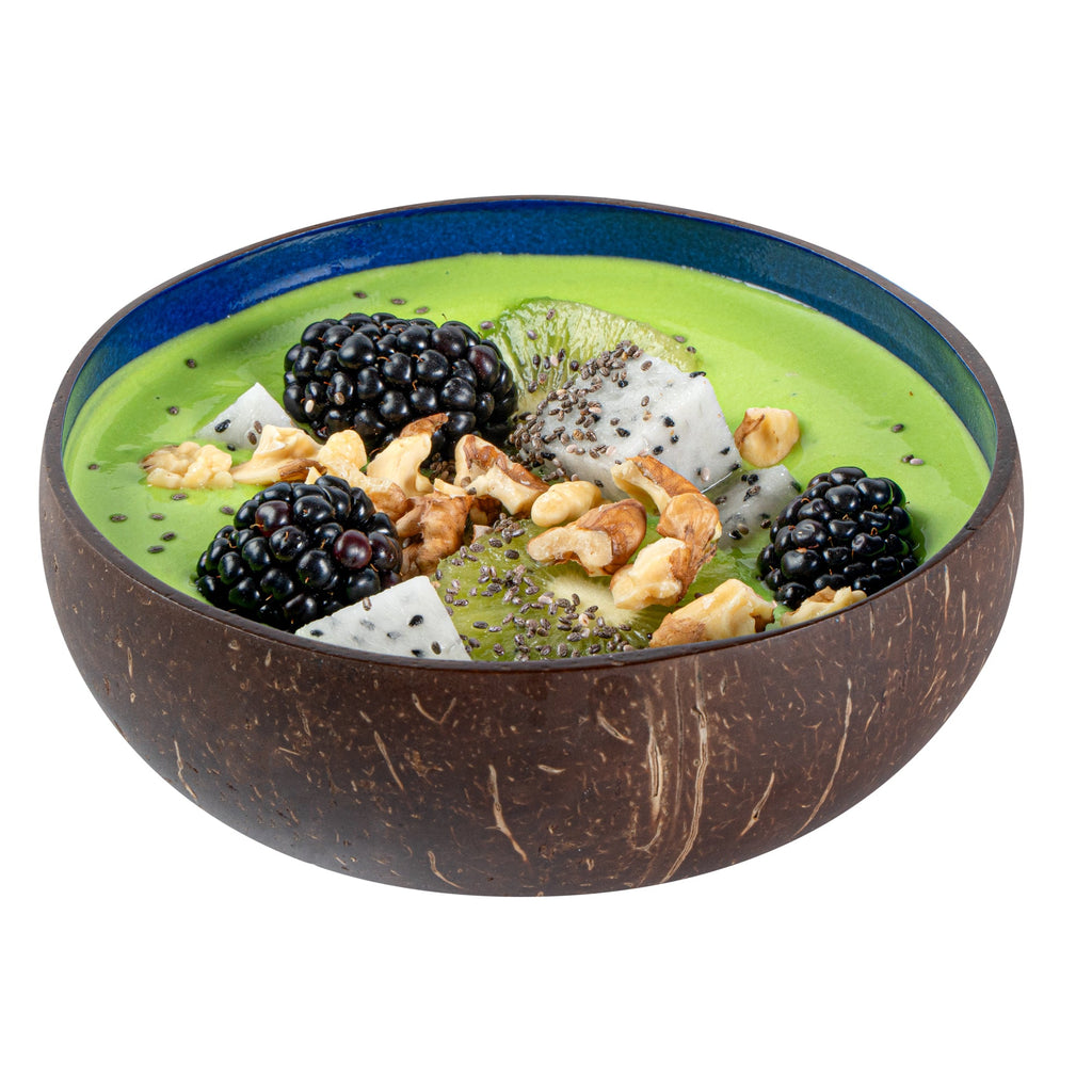 Coco Casa 16 oz Metallic Blue Handmade Coconut Bowl - 10 count box