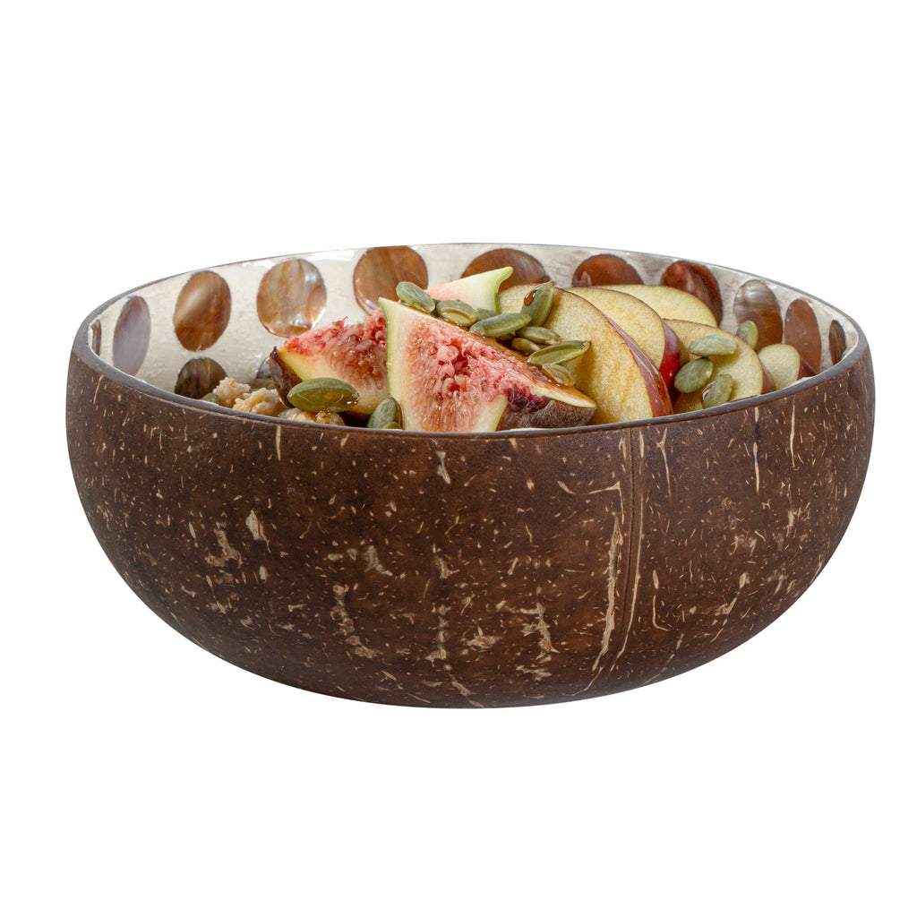 Coco Casa 16 oz White Handmade Circle Coconut Bowl - 10 count box