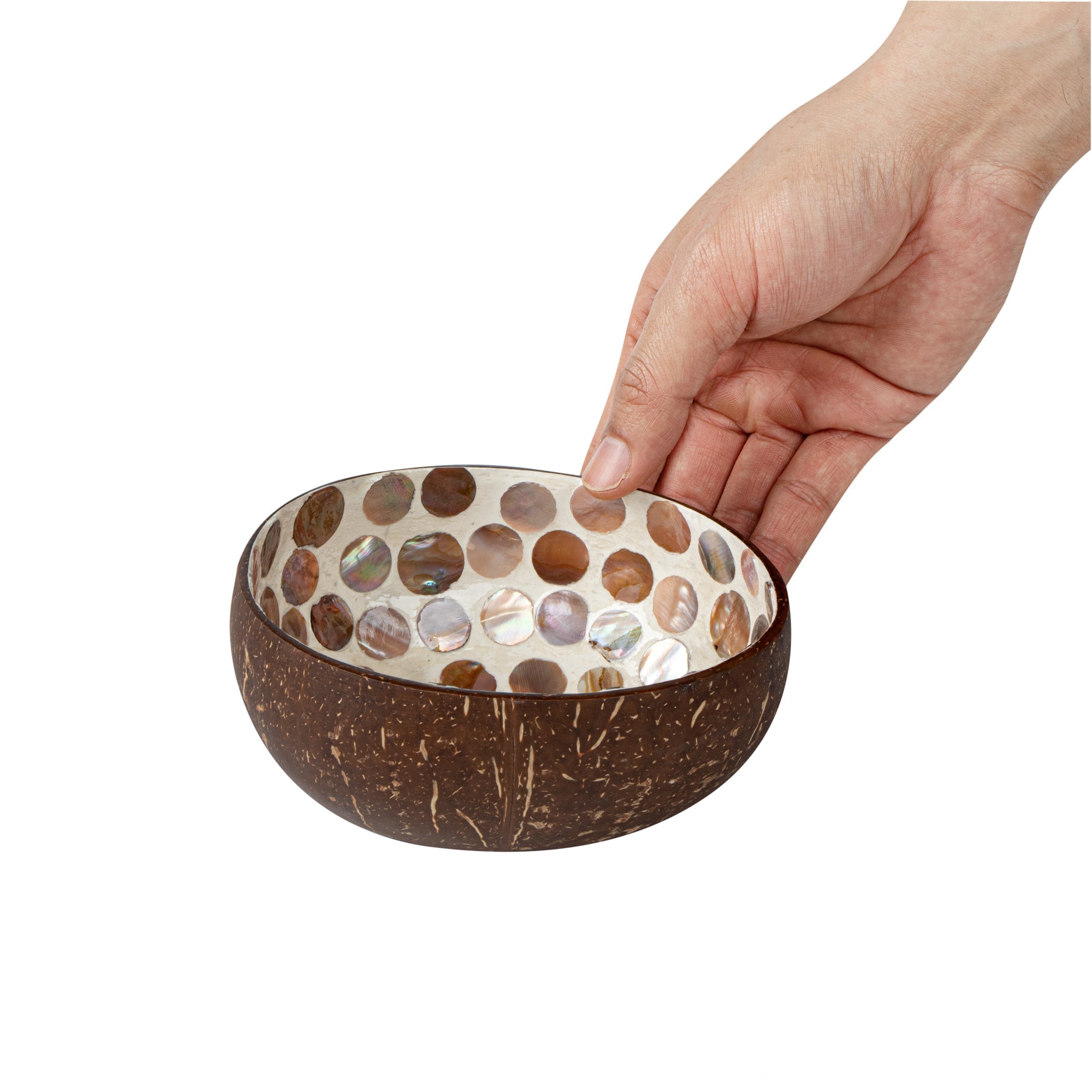 Coco Casa 16 oz White Handmade Circle Coconut Bowl - 10 count box