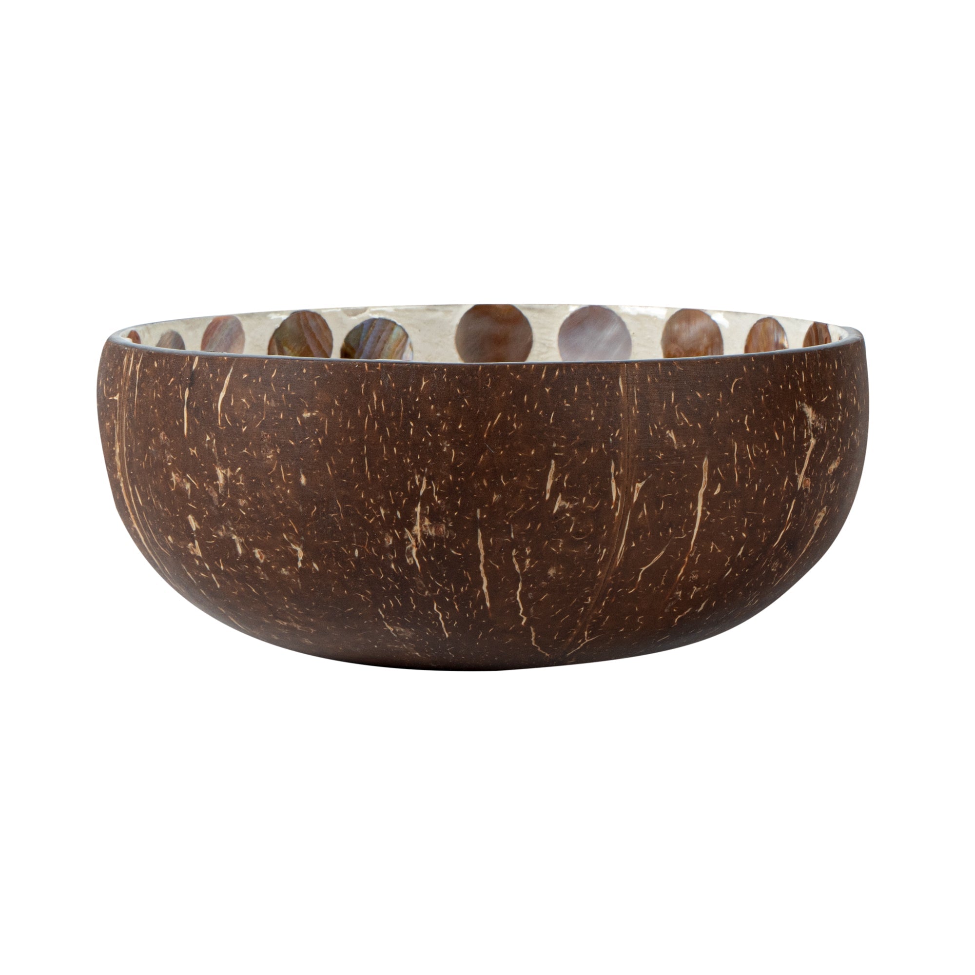 Coco Casa 16 oz White Handmade Circle Coconut Bowl - 10 count box