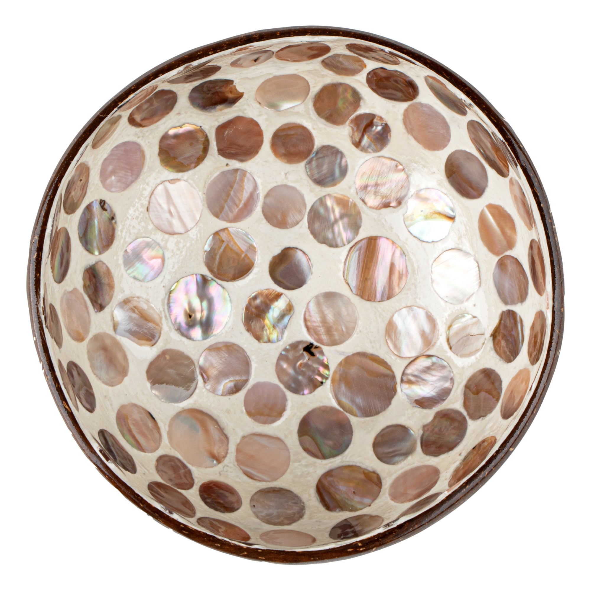 Coco Casa 16 oz White Handmade Circle Coconut Bowl - 10 count box
