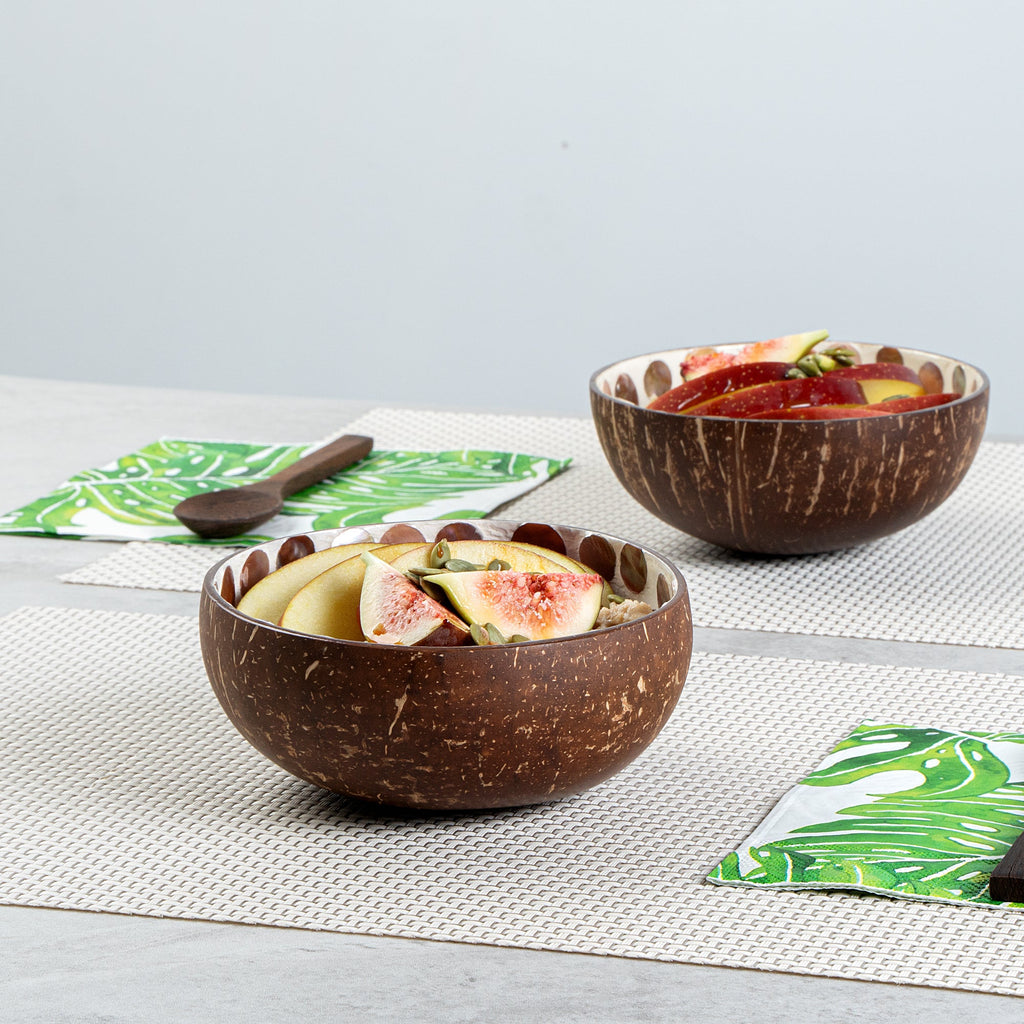 Coco Casa 16 oz White Handmade Circle Coconut Bowl - 10 count box