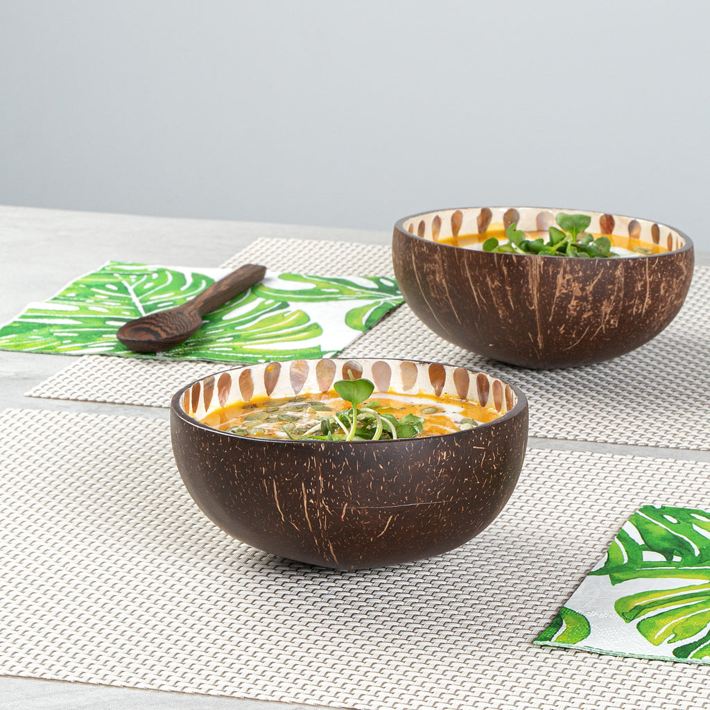 Coco Casa 16 oz White Handmade Teardrop Coconut Bowl - 1 count box