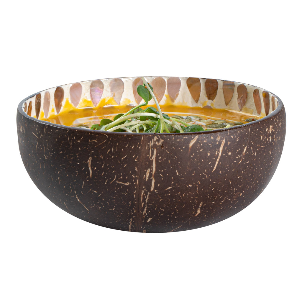 Coco Casa 16 oz White Handmade Teardrop Coconut Bowl - 10 count box