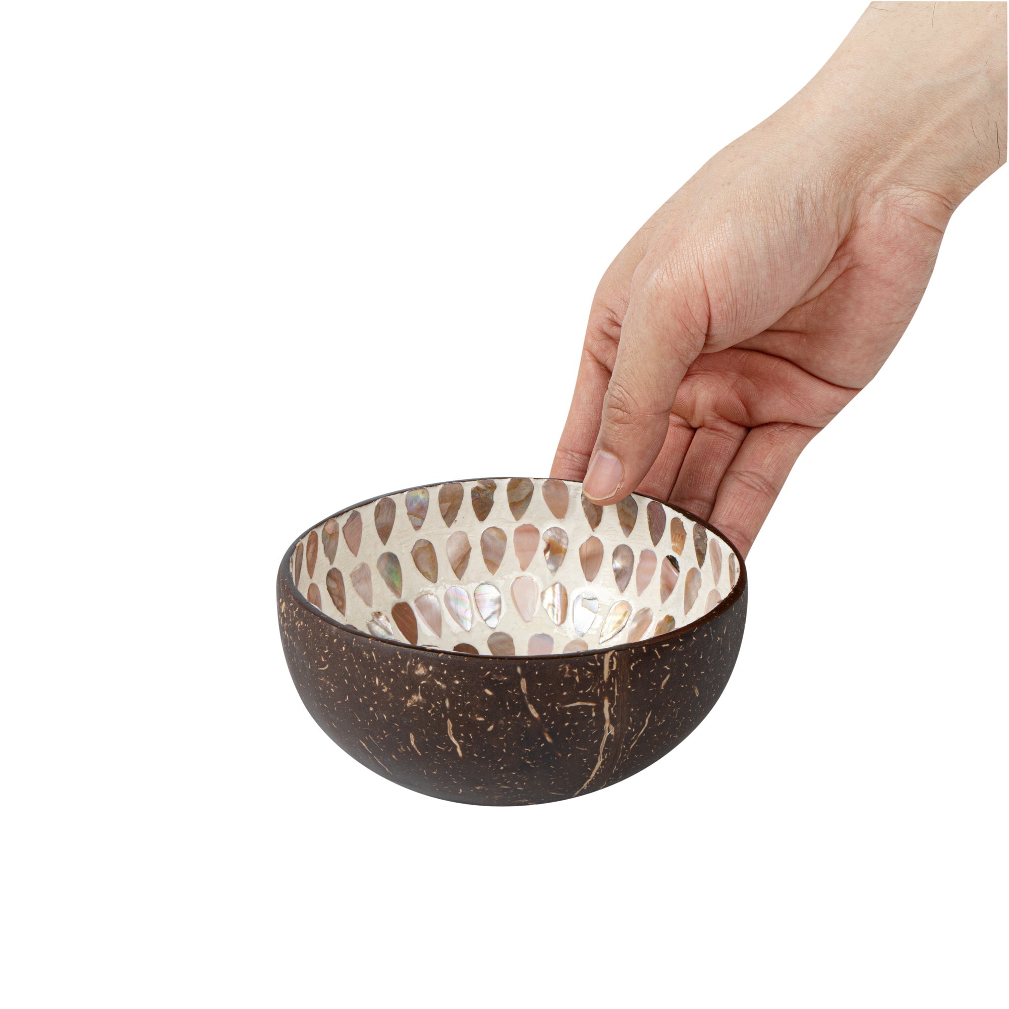 Coco Casa 16 oz White Handmade Teardrop Coconut Bowl - 10 count box
