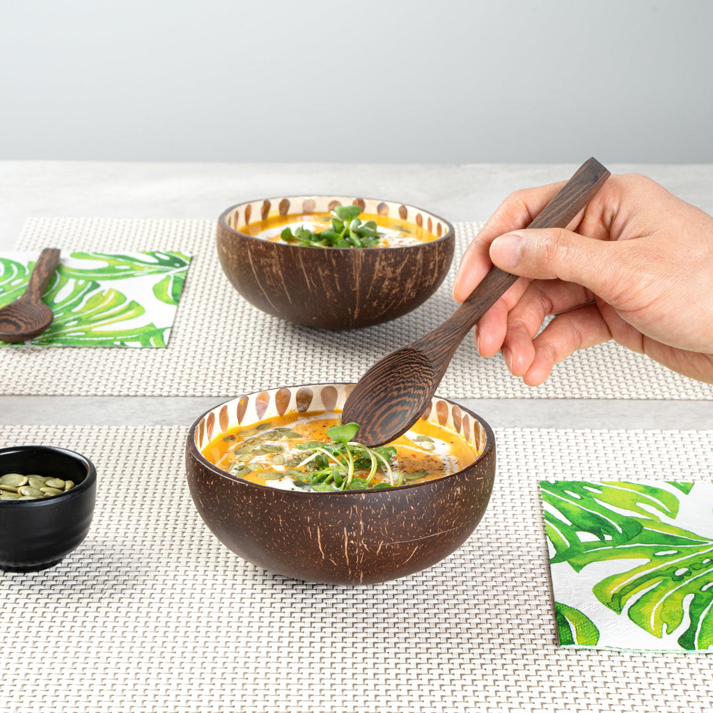 Coco Casa 16 oz White Handmade Teardrop Coconut Bowl - 10 count box